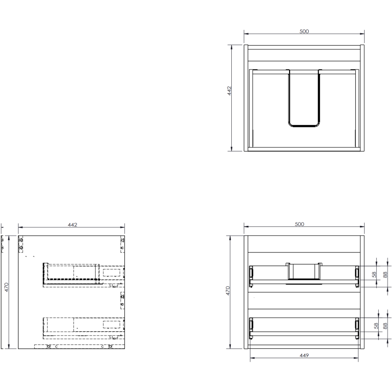 Mexen Rivel шкаф за баня под мивка 50 см, 2 чекмеджета, релефен, дъб