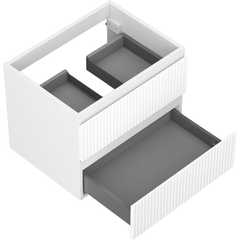 Mexen Rivel шкаф за баня под мивка 60 см, 2 чекмеджета, оребрена, матово бяло - 91A20-06047-2-BFF01