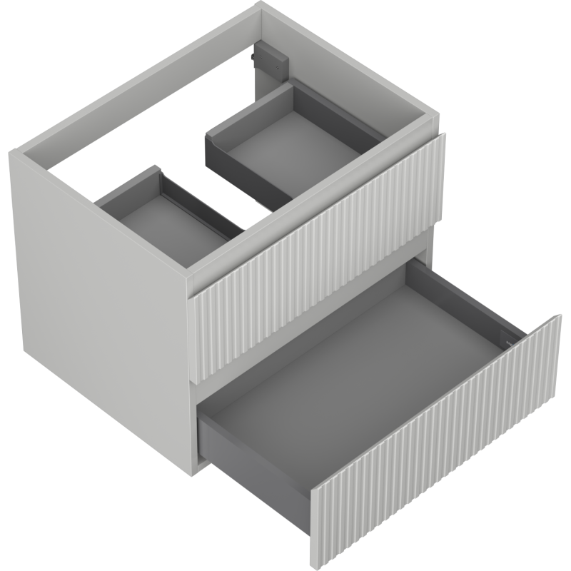 Mexen Rivel шкаф за баня под мивка 60 см, 2 чекмеджета, оребрен, сив мат - 91A20-06047-2-BFF62