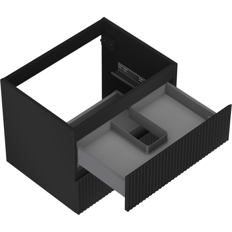 Mexen Rivel шкаф за баня под мивка 60 см, 2 чекмеджета, ребрист, черен мат - 91A20-06047-2-BFF71