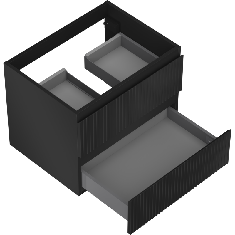 Mexen Rivel шкаф за баня под мивка 60 см, 2 чекмеджета, ребрист, черен мат - 91A20-06047-2-BFF71