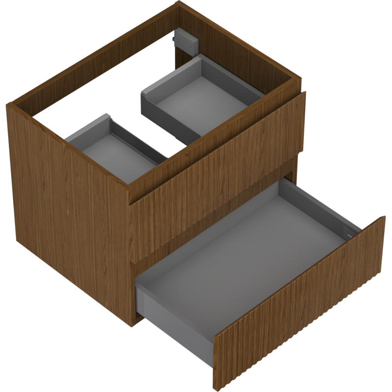 Mexen Rivel шкаф за баня под мивка 60 cm, 2 чекмеджета, рифеловано, орех - 91A20-06047-2-BFF86