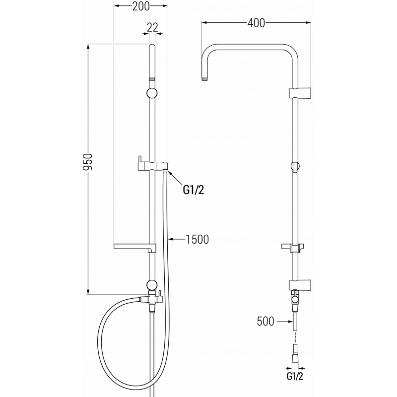 Mexen X душ колона, розово злато - 7939199-60