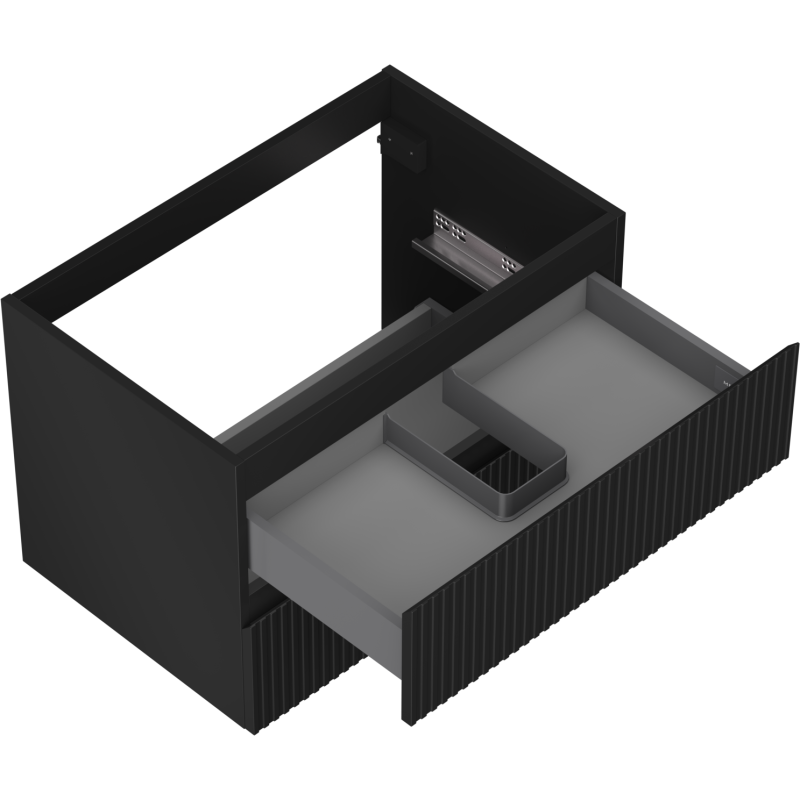 Mexen Rivel баня шкаф под мивка 70 см, 2 чекмеджета, оребрен , черен мат - 91A20-07047-2-BFF71