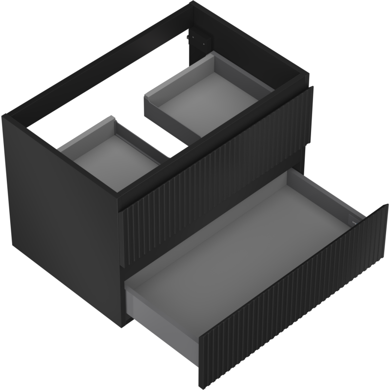 Mexen Rivel баня шкаф под мивка 70 см, 2 чекмеджета, оребрен , черен мат - 91A20-07047-2-BFF71