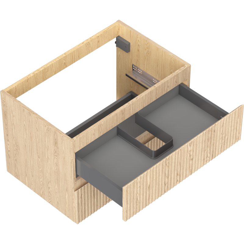 Mexen Rivel шкаф за баня под мивка 70 см, 2 чекмеджета, оребрен, дъб - 91A20-07047-2-BFF81