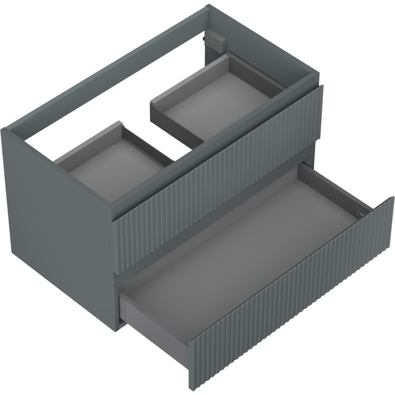 Mexen Rivel шкаф за баня под умивалник 80 см, 2 чекмеджета, оребрени, матов графит - 91A20-08047-2-BFF66