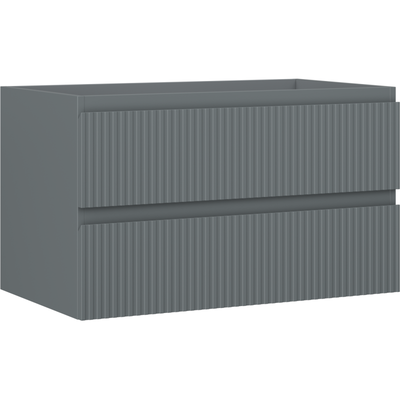 Mexen Rivel шкаф за баня под умивалник 80 см, 2 чекмеджета, оребрени, матов графит - 91A20-08047-2-BFF66