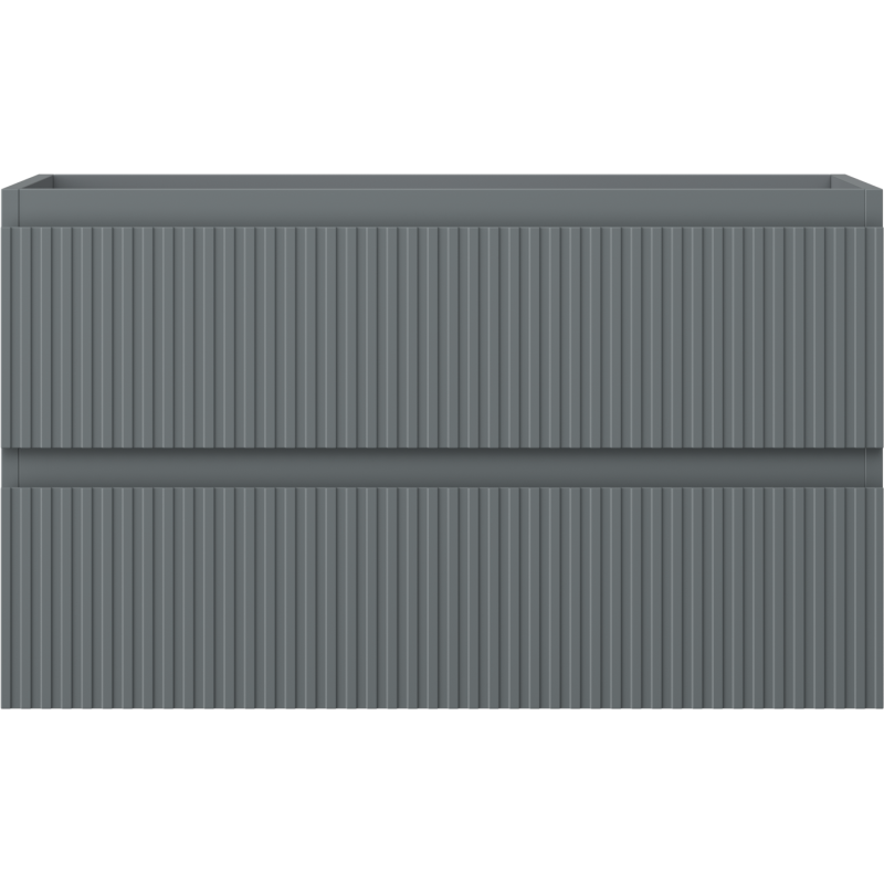 Mexen Rivel шкаф за баня под умивалник 80 см, 2 чекмеджета, оребрени, матов графит - 91A20-08047-2-BFF66