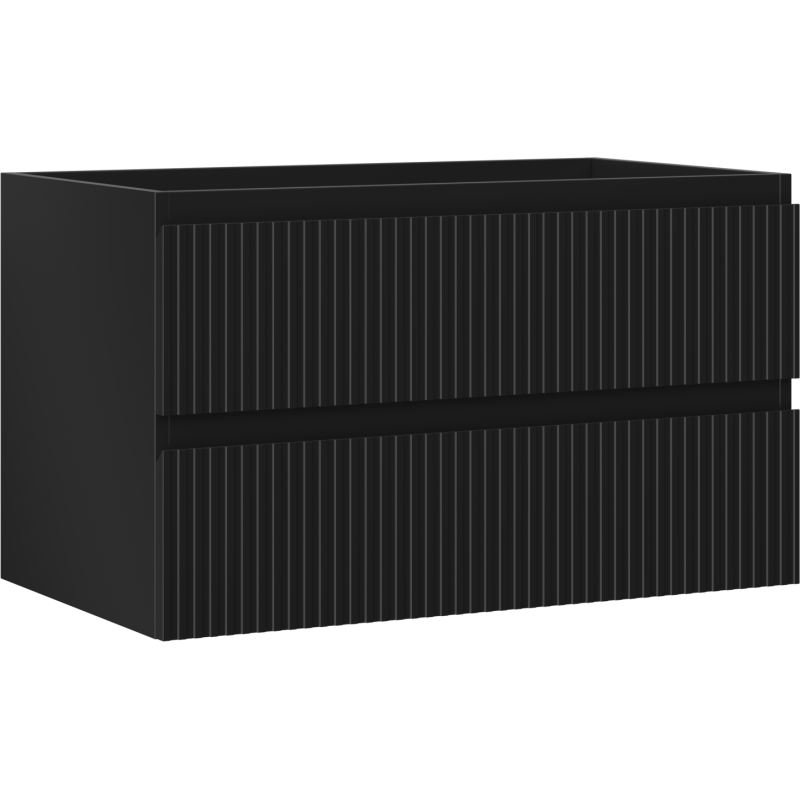 Mexen Rivel шкаф за баня под умивалник 80 см, 2 чекмеджета, деликатно оформен, черен мат - 91A20-08047-2-BFF71