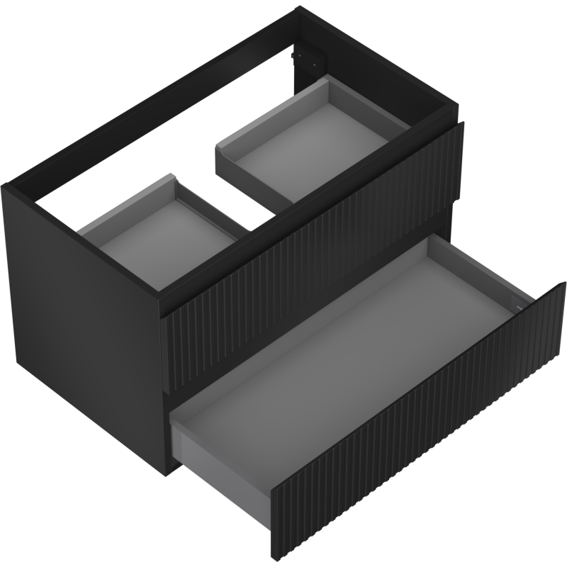 Mexen Rivel шкаф за баня под умивалник 80 см, 2 чекмеджета, деликатно оформен, черен мат - 91A20-08047-2-BFF71