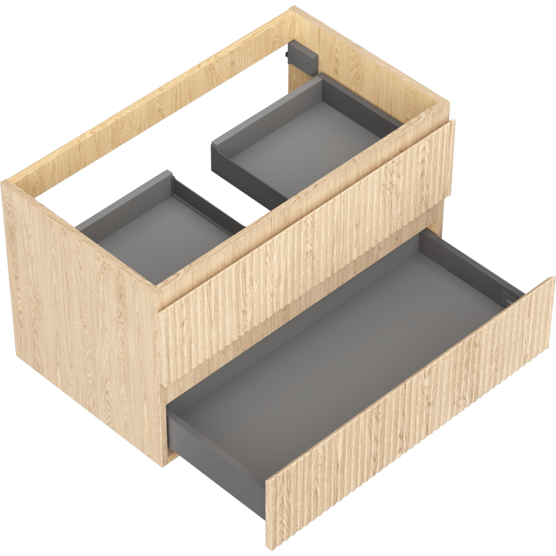 Mexen Rivel шкаф за баня под мивка 80 см, 2 чекмеджета, рифелована, дъб - 91A20-08047-2-BFF81