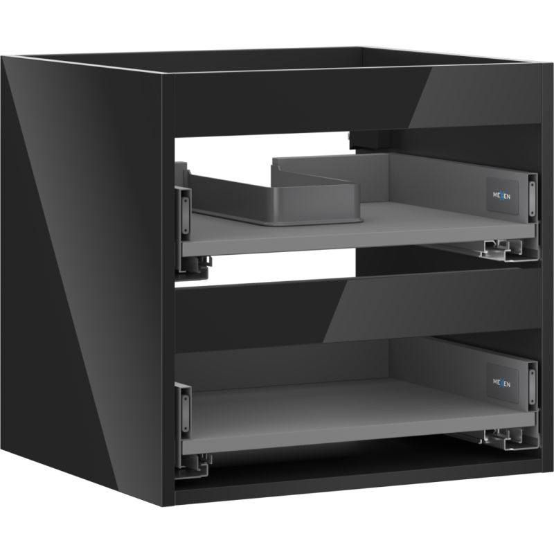 Mexen Box-A корпус на шкаф под умивалник 50 см, 2 чекмеджета, черен гланц