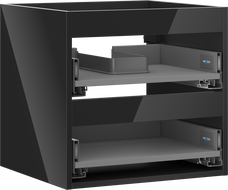 Корпус на шкаф под умивалник Mexen Box-A 50 см, 2 чекмеджета, черен гланц - 91AX0-0500-470-2-70
