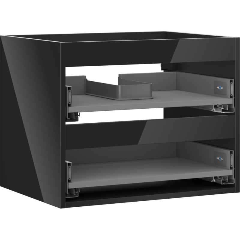 Mexen Box-A корпус шкаф за мивка 60 см, 2 чекмеджета, черен гланц - 91AX0-0600-470-2-70