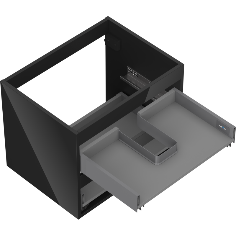 Mexen Box-A корпус шкаф за мивка 60 см, 2 чекмеджета, черен гланц - 91AX0-0600-470-2-70