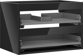 Mexen Box-A шкаф за мивка 70 см, 2 чекмеджета, черен гланц - 91AX0-0700-470-2-70