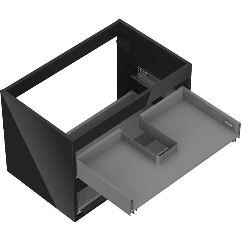 Mexen Box-A шкаф за мивка 70 см, 2 чекмеджета, черен гланц - 91AX0-0700-470-2-70