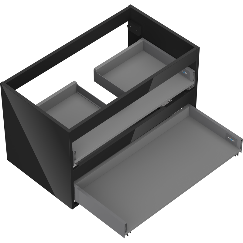 Mexen Box-A тяло на шкафче за мивка 80 см, 2 чекмеджета, черен блясък