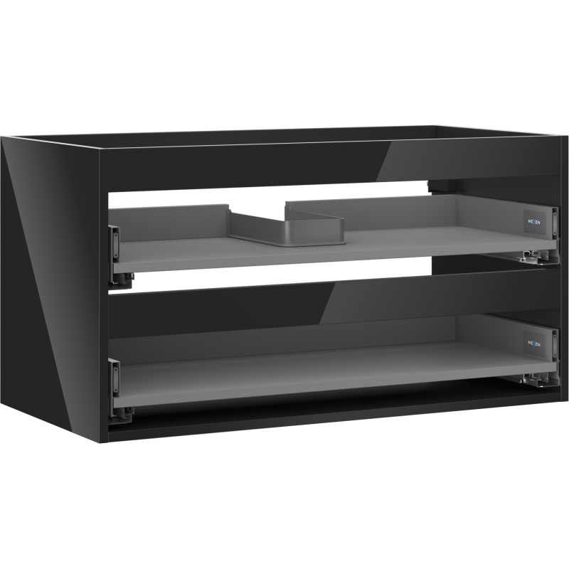 Mexen Box-A корпус шкаф под мивка 90 см, 2 чекмеджета, черен гланц - 91AX0-0900-470-2-70
