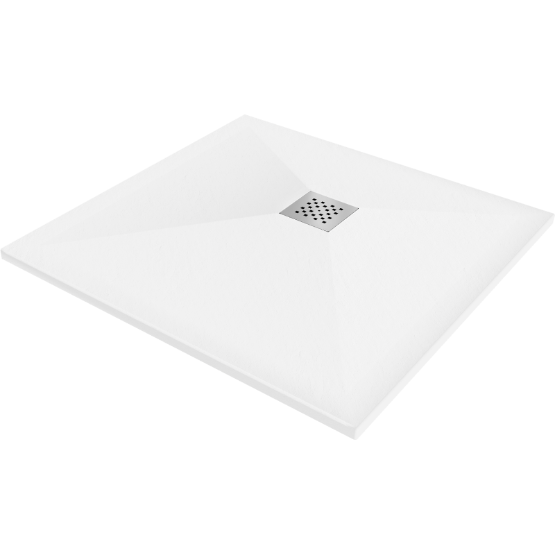 Квадратен композитен душ поддушов таван Mexen Stone+ 100 x 100 cm, бял - 44101010
