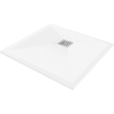 Квадратен композитен душ поддушов таван Mexen Stone+ 100 x 100 cm, бял - 44101010