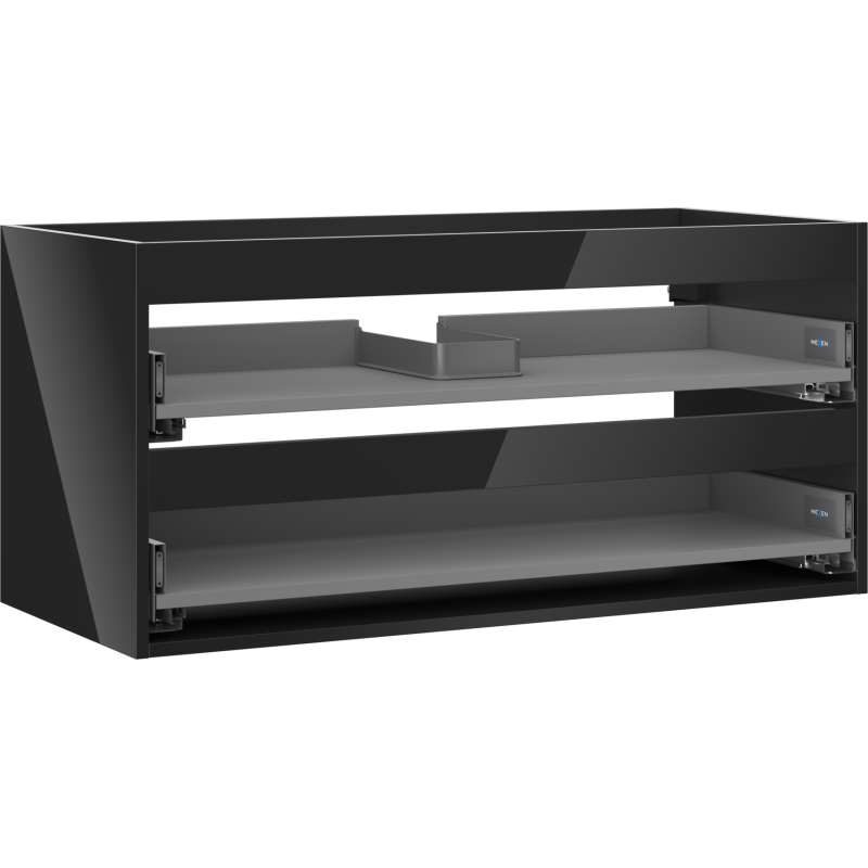 Корпус на шкафа под умивалник Mexen Box-A 100 см, 2 чекмеджета, черен блясък - 91AX0-1000-470-2-70