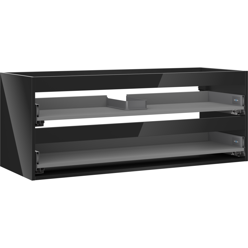 Mexen Box-A корпус шкаф за мивка 120 см, 2 чекмеджета, черен гланц - 91AX0-1200-470-2-70