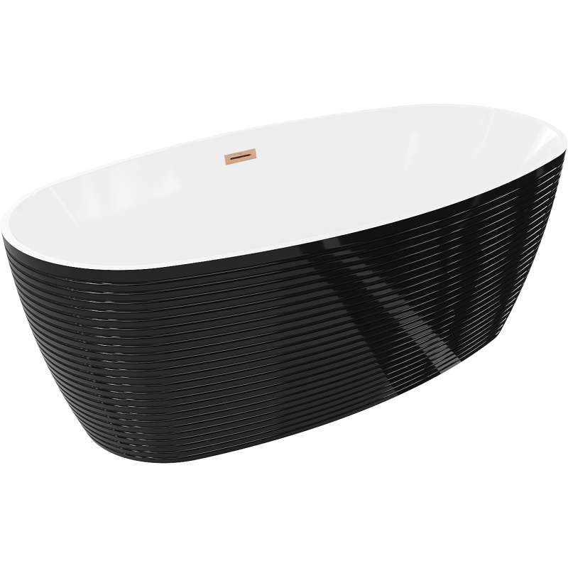 Mexen Lira свободностояща вана модел 170 x 80 см, бяла/черна, преливник четкана мед - 52831708075-65
