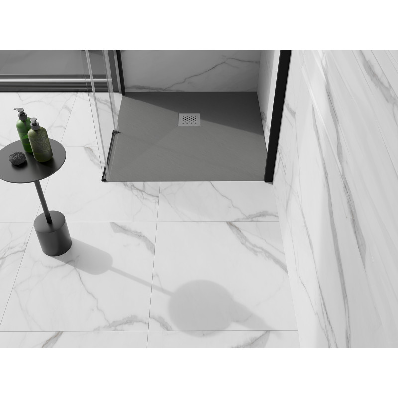 Mexen Stone+ квадратен композитен поддушов корито 70 x 70 см, сив бетон - 44617070