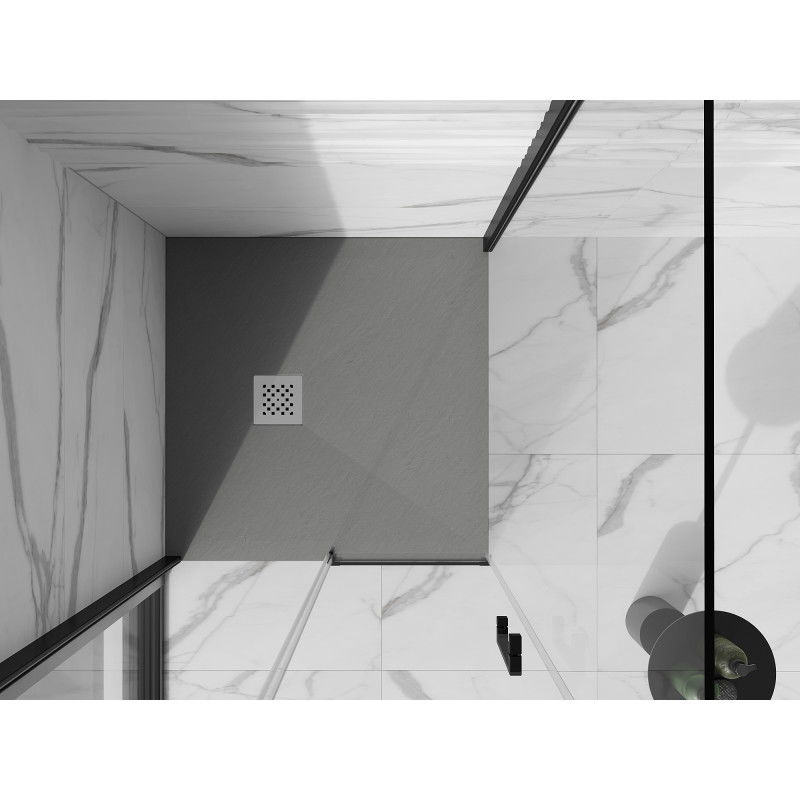 Mexen Stone+ композитен квадратен поддушов корито 70 x 70 см, сиво-бетон - 44617070