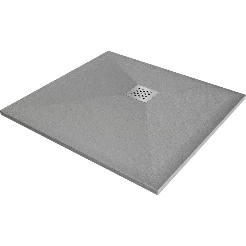 Mexen Stone+ квадратен композитен душов съд 80 x 80 см, сив-бетон - 44618080