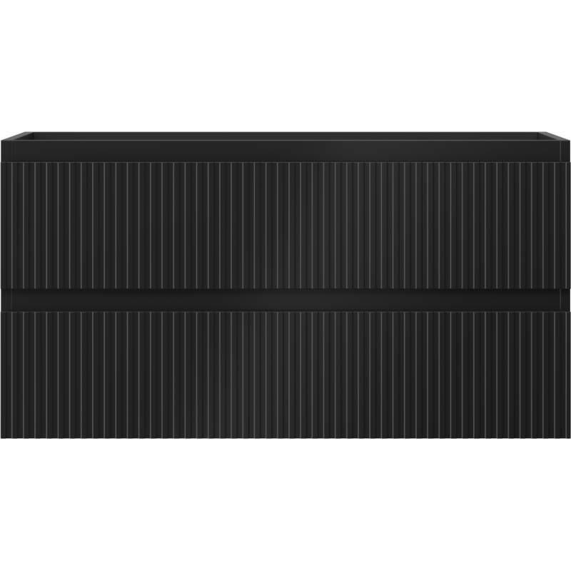 Mexen Rivel шкафче за баня за мивка 90 см, 2 чекмеджета, оребрено, черно матово - 91A20-09047-2-BFF71
