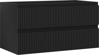 Mexen Rivel шкафче за баня за мивка 90 см, 2 чекмеджета, оребрено, черно матово - 91A20-09047-2-BFF71