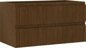 Mexen Rivel шкаф за баня под мивка 90 см, 2 чекмеджета, оребрен, орех