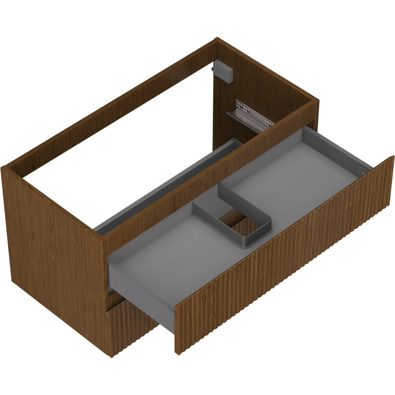 Mexen Rivel шкаф за баня под мивка 90 см, 2 чекмеджета, оребрен, орех