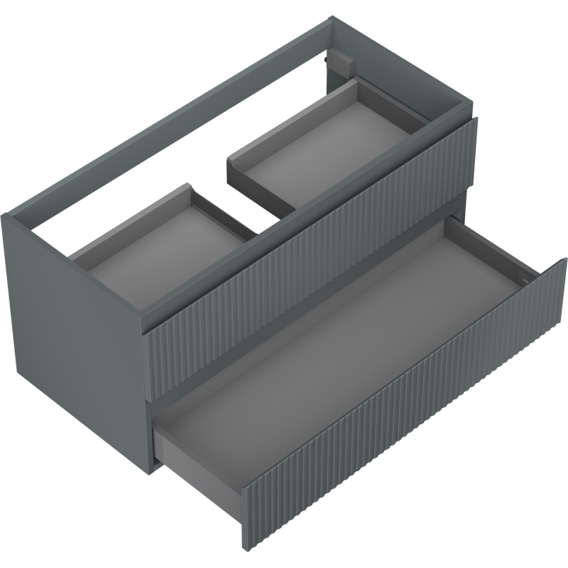 Mexen Rivel шкаф за баня под мивка 100 см, 2 чекмеджета, оребрен, графит мат