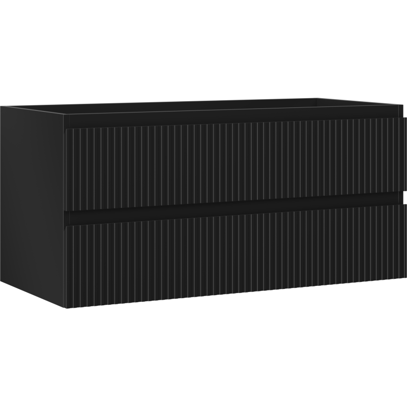 Mexen Rivel шкаф за баня под мивка 100 cm, 2 чекмеджета, релефен, черен мат - 91A20-10047-2-BFF71