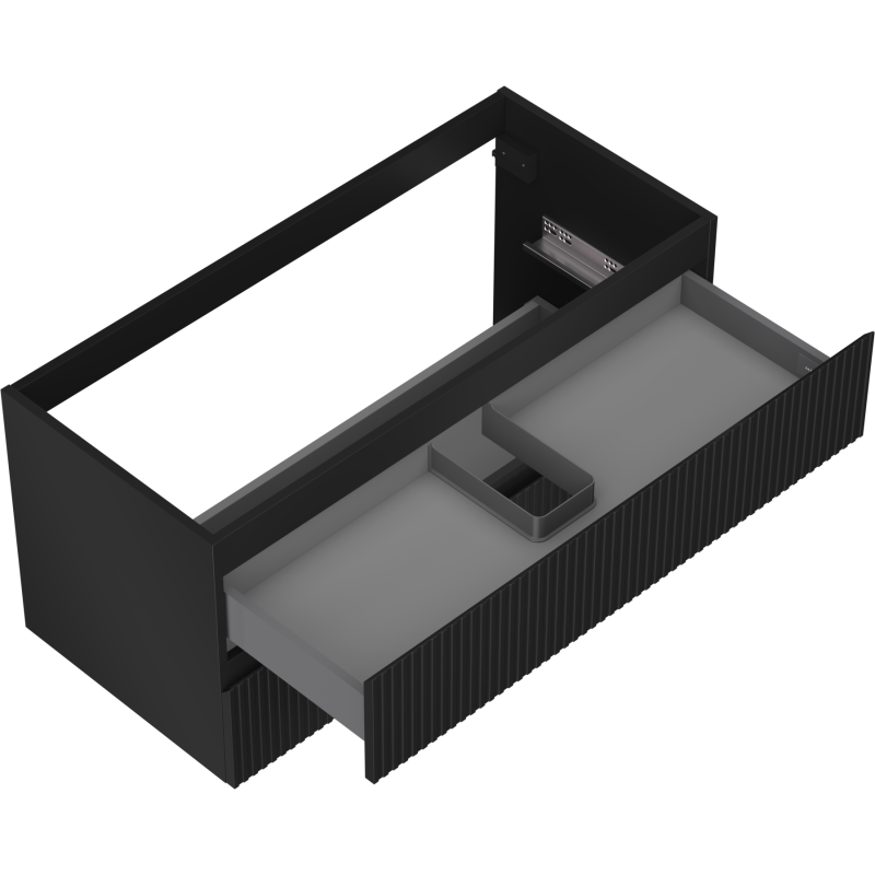Mexen Rivel шкаф за баня под мивка 100 cm, 2 чекмеджета, релефен, черен мат - 91A20-10047-2-BFF71