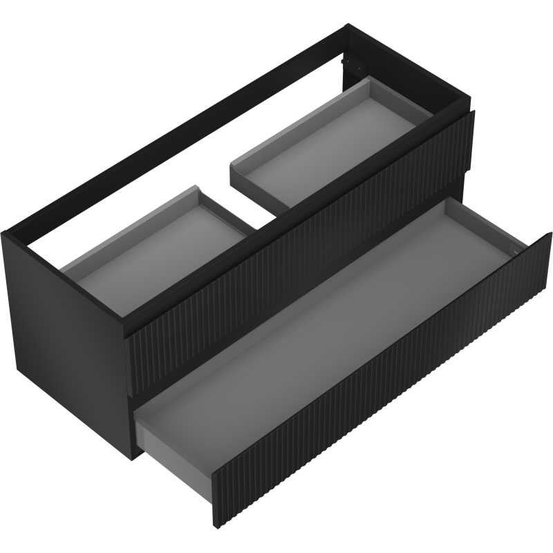 Mexen Rivel шкаф за баня под мивка 120 см, 2 чекмеджета, рифелован, черен мат - 91A20-12047-2-BFF71