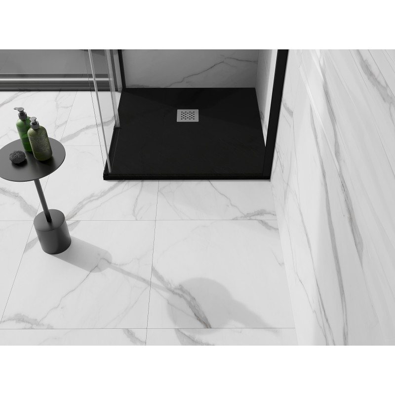 Mexen Stone+ Квадратен композитен душ под 70 x 70 см, черен - 44707070