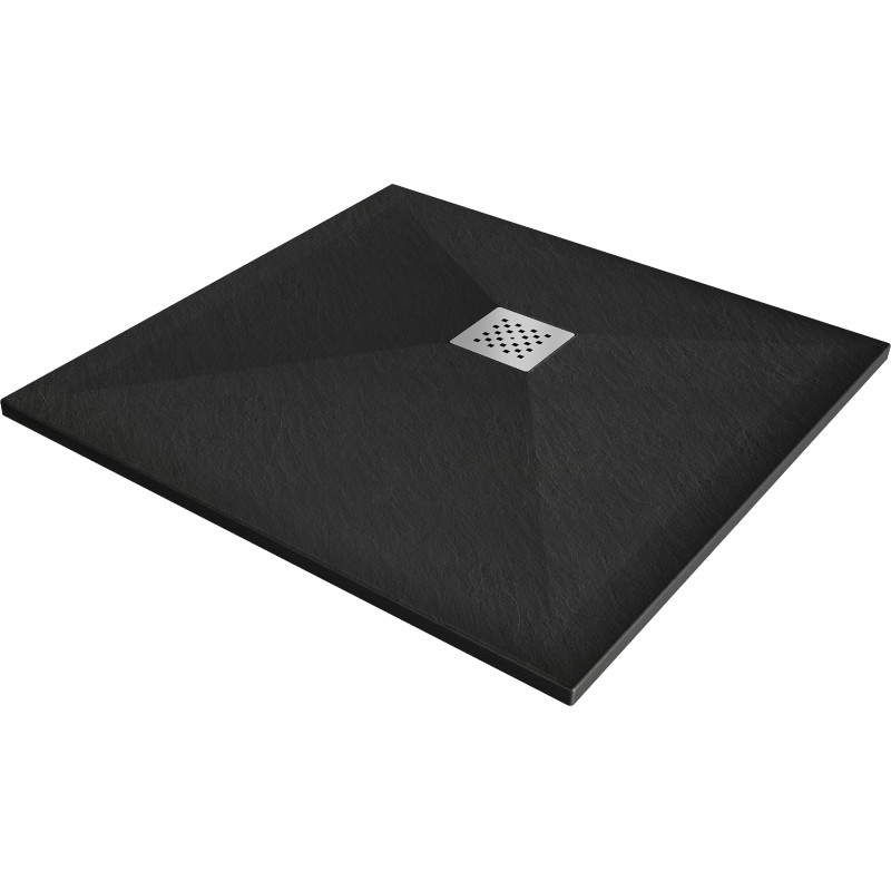 Mexen Stone+ Квадратен композитен поддушник 70 x 70 см, черен - 44707070