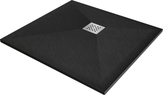 Mexen Stone+ композитен квадратен подов душ 70 x 70 см, черен - 44707070