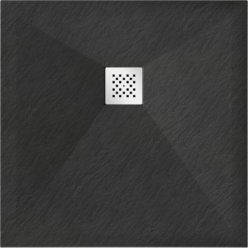 Mexen Stone+ Квадратен композитен душ под 70 x 70 см, черен - 44707070
