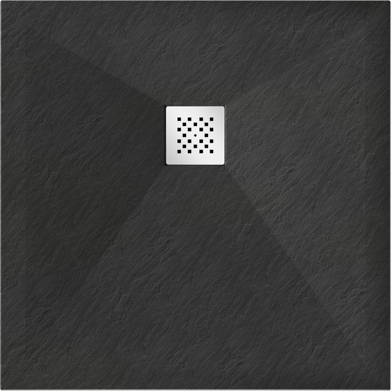 Mexen Stone+ Квадратен композитен поддушник 70 x 70 см, черен - 44707070