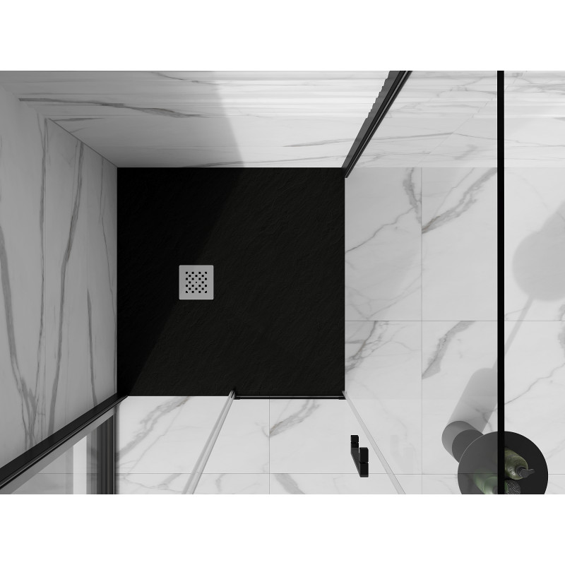 Mexen Stone+ квадратен композитен поддушови 90 x 90 cm, черен - 44709090