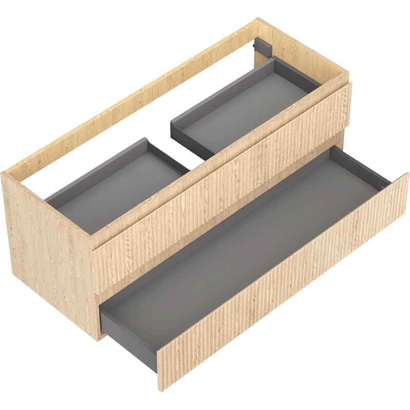 Mexen Rivel шкаф за баня под мивката 120 см, 2 чекмеджета, рифлен, дъб