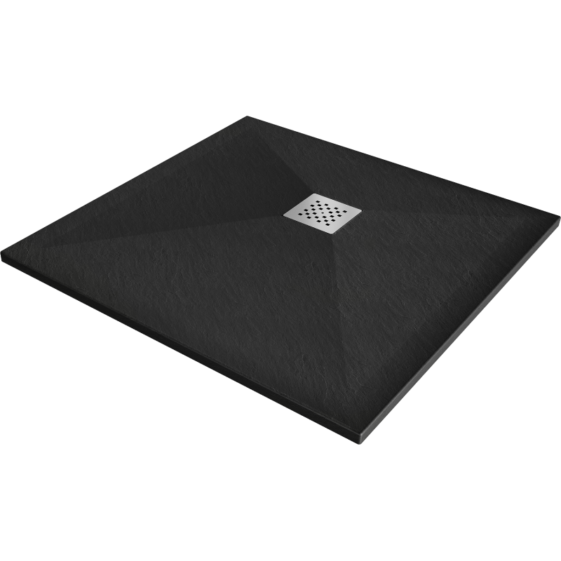 Mexen Stone+ композитен квадратен душ под 100 x 100 см, черен - 44701010