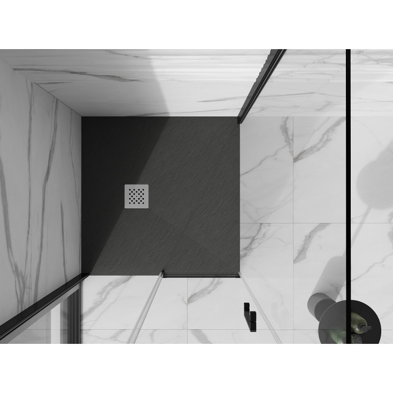 Mexen Stone+ квадратен композитен душ поддушник 90 x 90 см, антрацит - 44719090