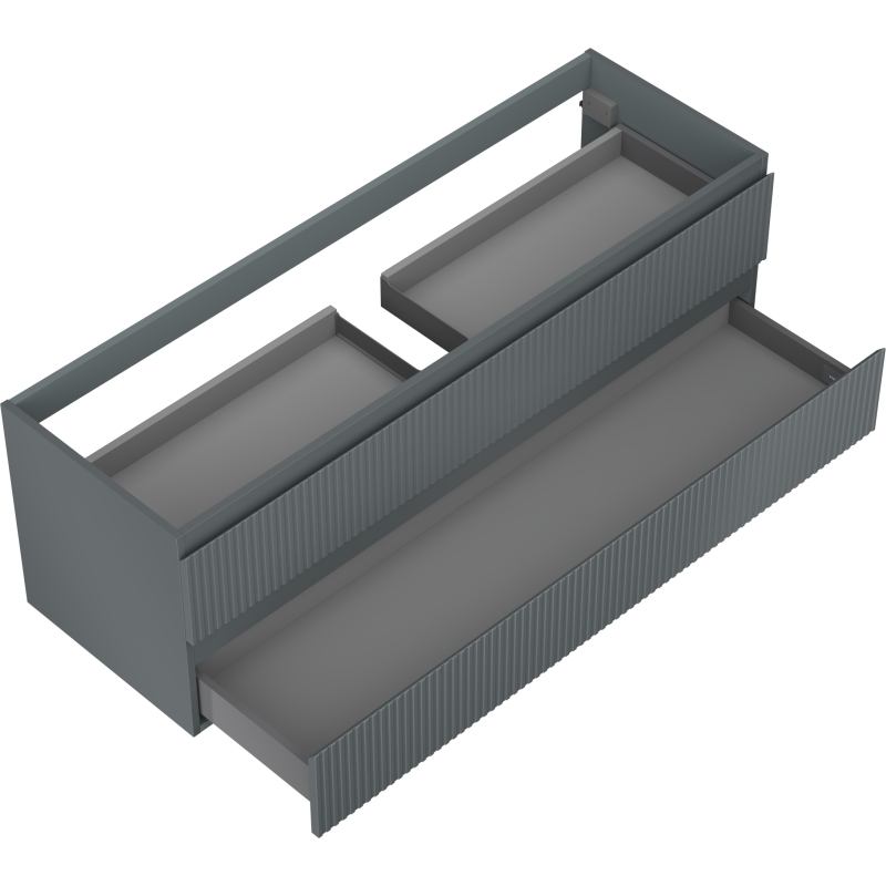 Mexen Rivel шкаф за баня под мивка 140 см, 2 чекмеджета, оребрен, мат графит - 91A20-14047-2-BFF66